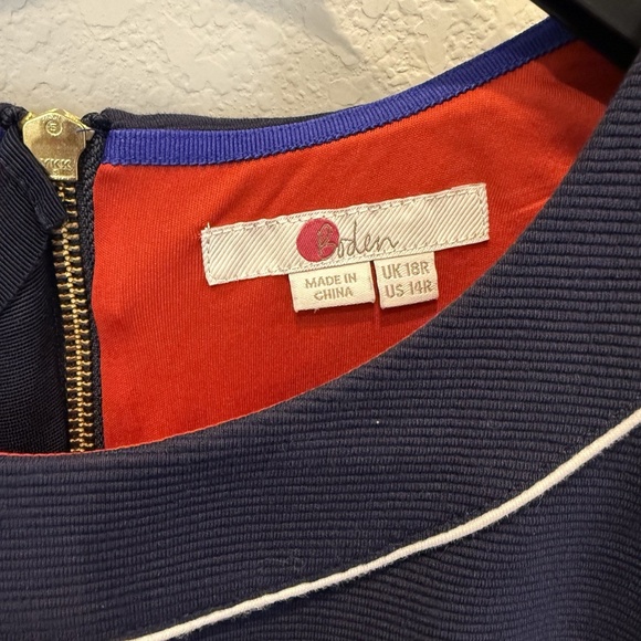 Biden Mia Ottoman Navy Midi Sheath Dress Women's Sz 14 Classic Preppy Academia - Picture 4 of 7